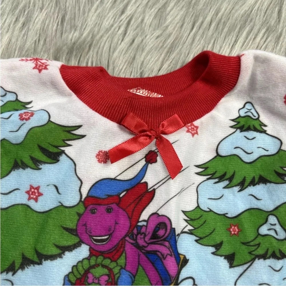 Vintage 1992 Barney Toddler Pajama Top Winter Christmas